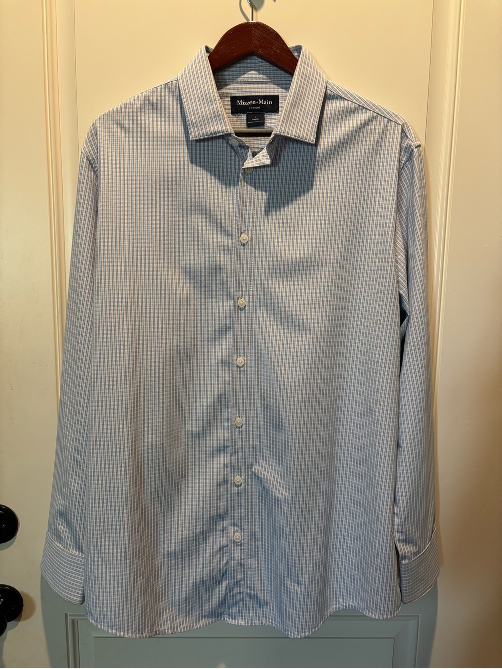 Mizzen+Main Blue and White Micro-Check Dress Shirt